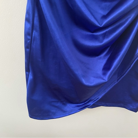 Windsor Royal Blue Wrap Around Satin Dress - Picture 5 of 9